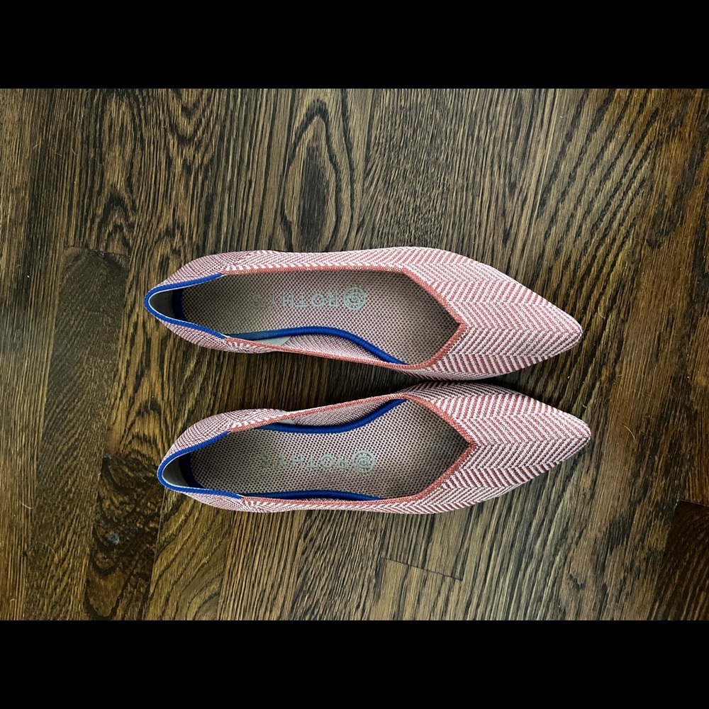 Rothy’s point Amber Metallic Herringbone